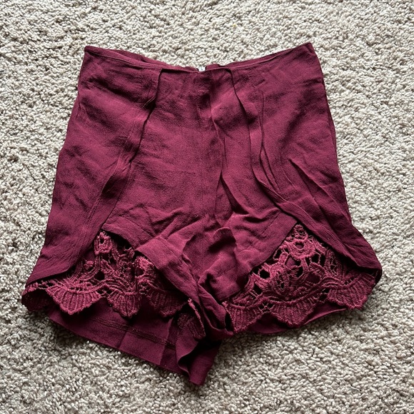 Charlotte Russe Pants - Burgundy lace soft shorts